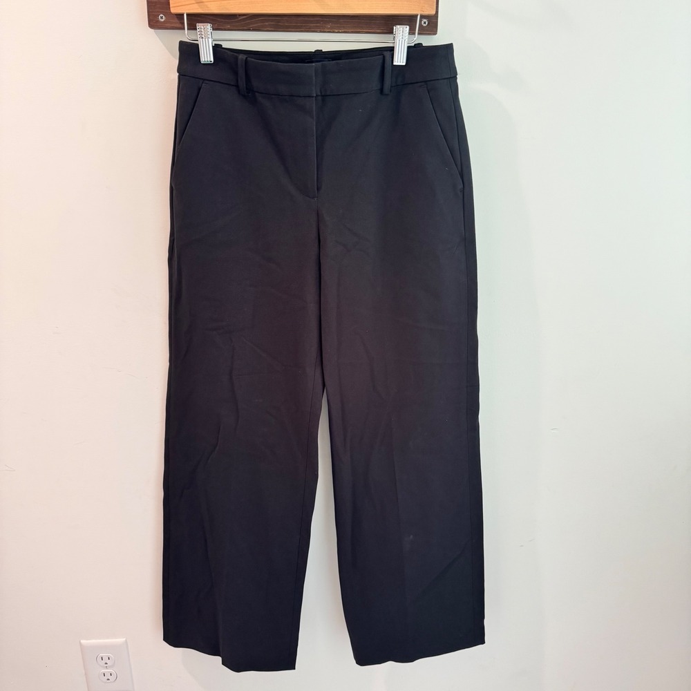 J.Crew Remy Pant Black Wide Leg Cropped Trouser Cotton Blend Womens 4